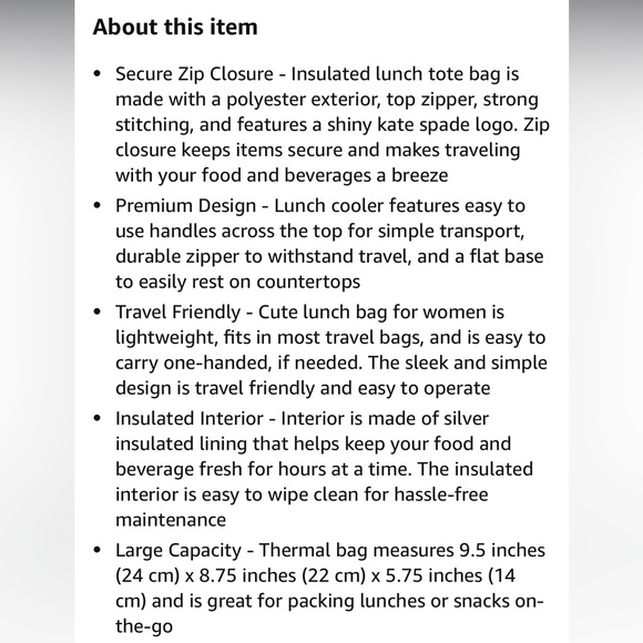 NWOT KATE SPADE SARAH STRIPE LUNCH BAG/TOTE - Picture 6 of 13